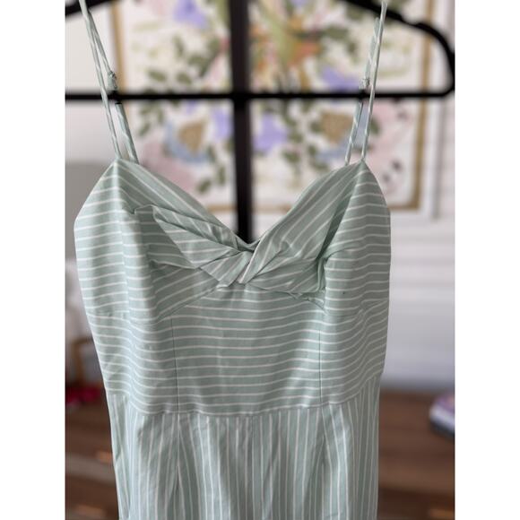Gianni Bini Mint Green and White Vera Striped Cropped Wide Leg Jumpsuit Size 6 - Picture 2 of 6
